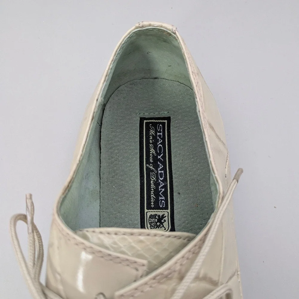 Stacy Adams Genuine Snake Leather White Cream Dress Shoes Mens Size 10.5